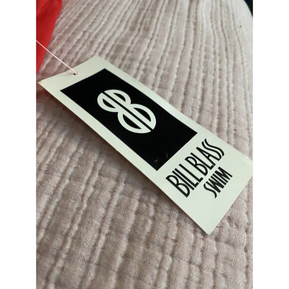 Vintage Bill Blass One Piece Red Swimsuit Women 6 Tank Solid Gold Logo High Cut - Picture 9 of 14